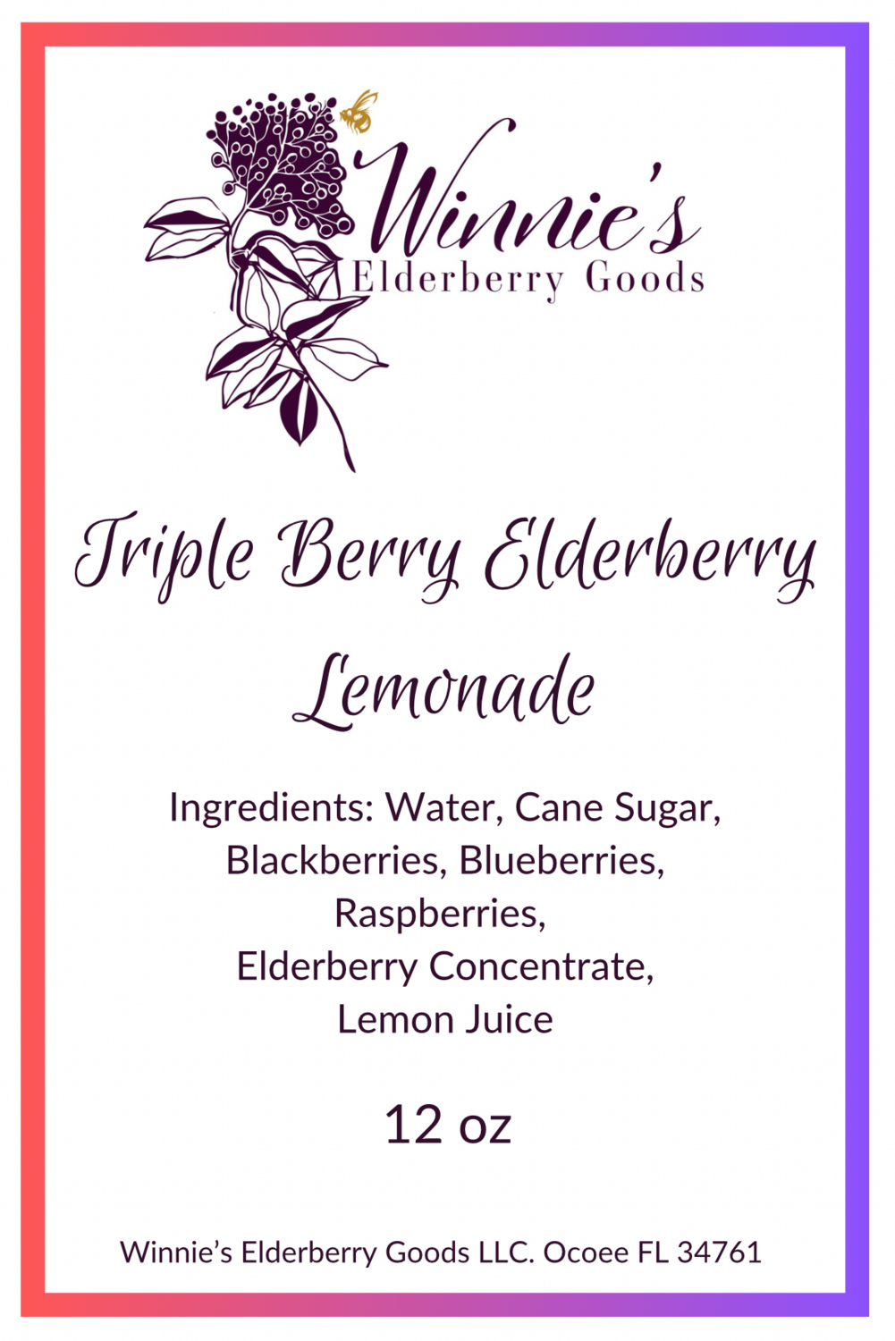Triple Berry Elderberry Lemonade 12oz 4 Pack