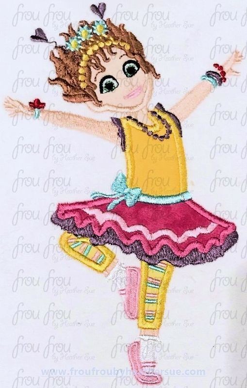 Fancy Nan Full Body Ballerina Princess Machine Applique Embroidery Design, Multiple sizes including 4&quot;-16&quot;