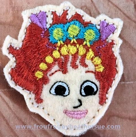 Fancy Nan Ballerina Just Head and Face Clippie Machine Embroidery In The Hoop Project 1.5, 2, 3 and 4 inch
