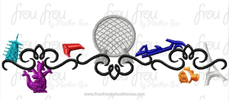 Ecpot Theme Park Motif Machine Embroidery Design, Multiple sizes including 2"-16"