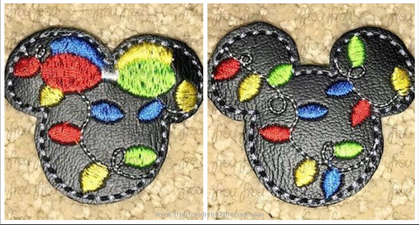 Clippie Christmas Lights Mister and Miss Mouse Heads TWO Design SET Machine Embroidery In The Hoop Project 1.5, 2, 3, and 4 inch
