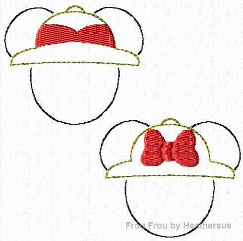 Safari Mister and Miss Mouse Head Clippie TWO Design SET Machine Embroidery In The Hoop Project 1, 1.5, 2 and 3 inch
