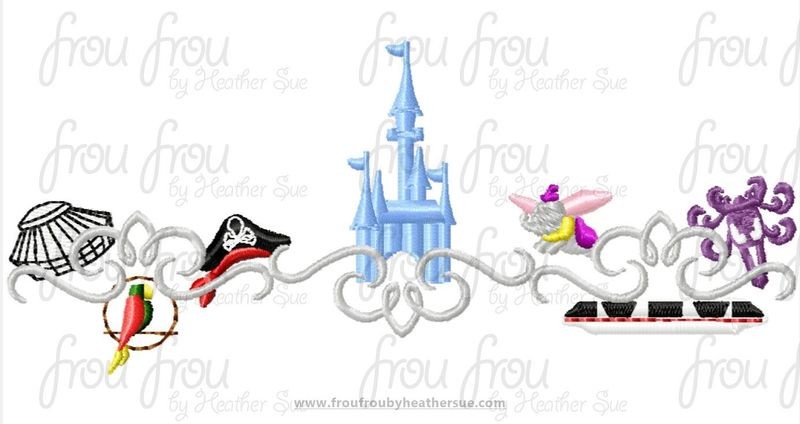 Magic Theme Park Motif Machine Embroidery Design, Multiple sizes including 2"-16"