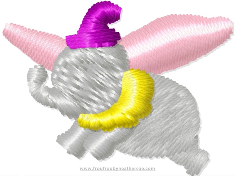 Baby Elephant Flying Tiny Machine Embroidery Design Multiple Sizes 1/2"-2"