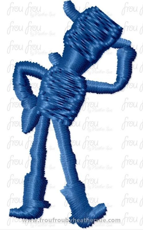 Wood Cowboy Toy Tiny Machine Embroidery Design Multiple Sizes 1/2"-2"