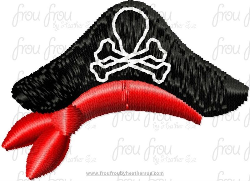 Pirate Hat Tiny Machine Embroidery Design Multiple Sizes 1/2"-2"