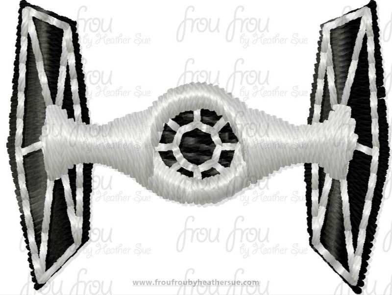 Tie Space Ship Wars Tiny Machine Embroidery Design Multiple Sizes 1"-2"