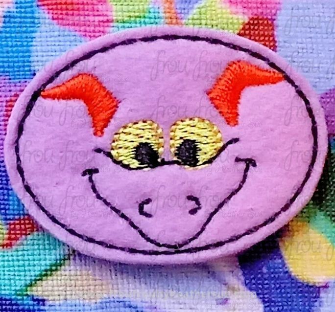 Imagination Dragon Just Face Clippie Ecpot Machine Embroidery In The Hoop Project 1.5, 2, 3 and 4 inch