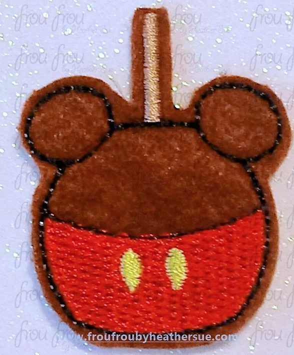 Clippie Caramel Chocolate Dipped Apple Mister Mouse Dessert Machine Embroidery In The Hoop Project 1.5, 2, 3, and 4 inch