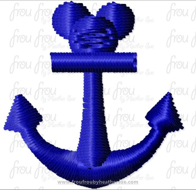 Anchor Mister Mouse Dis Cruise Line Tiny Machine Embroidery Design Multiple Sizes 1/2"-2"