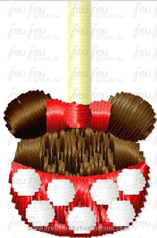 Caramel Apple Miss Mouse Tiny Machine Embroidery Design Multiple Sizes 1/2"-2"