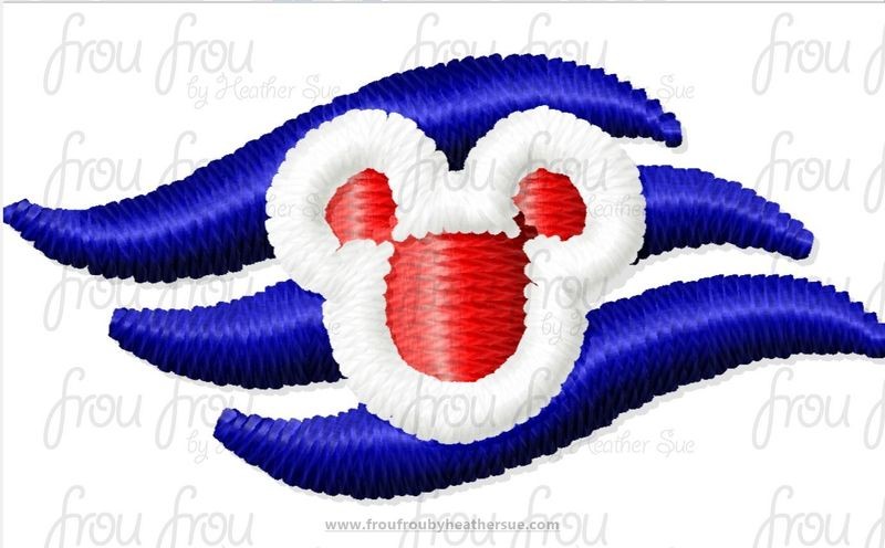 Dis Cruise Line Symbol Tiny Machine Embroidery Design Multiple Sizes 1"-2.5"