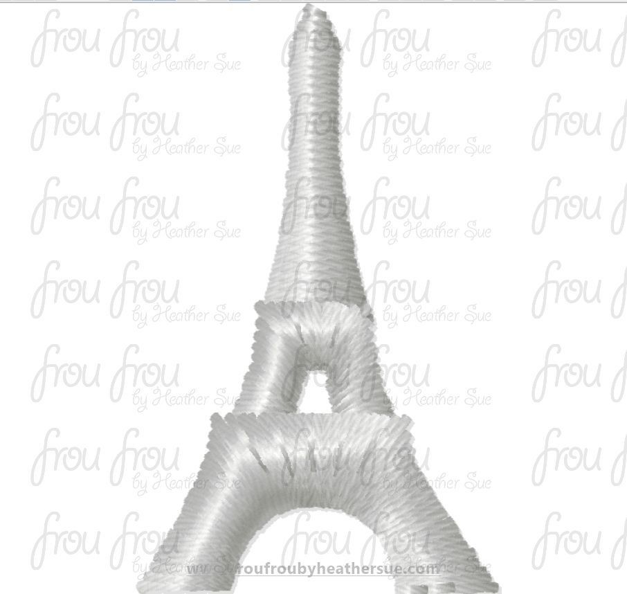 Eiffel Tower Tiny Machine Embroidery Design Multiple Sizes 1&quot;-2.5&quot;