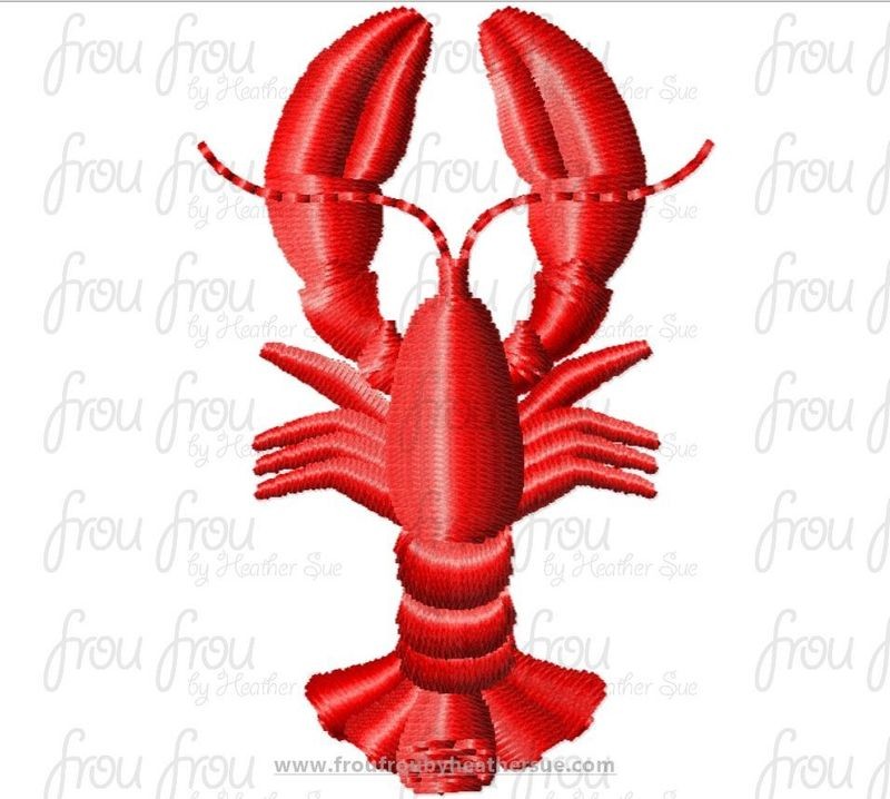 Lobster Tiny Machine Embroidery Design Multiple Sizes 1/2&quot;-2&quot;