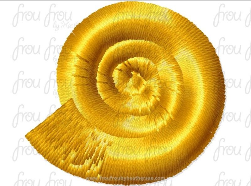 Nautilus Spiral Shell Tiny Machine Embroidery Design Multiple Sizes 1/2&quot;-2&quot;