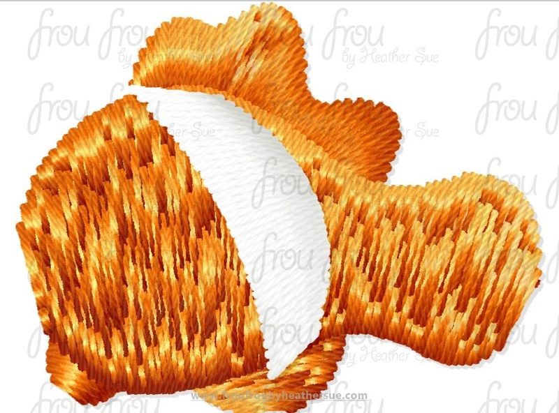 Neemo Clown Fish Tiny Machine Embroidery Design Multiple Sizes 1/2&quot;-2&quot;