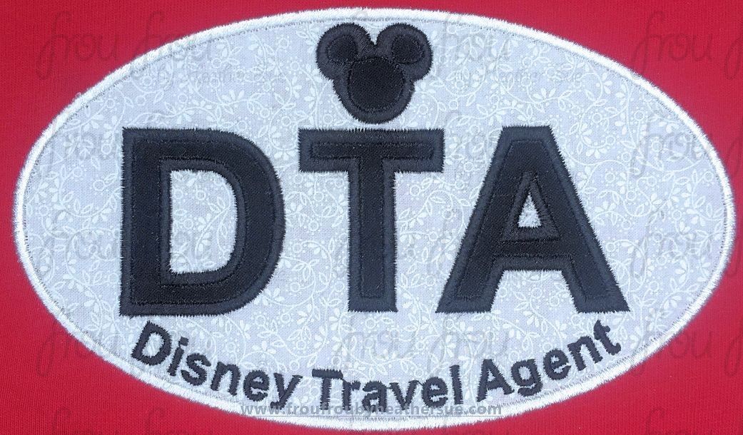 DTA Dis Travel Agent Mister Mouse Head In Oval TWO Versions Theme Park Machine Applique Embroidery Design, Multiple Sizes including 1.5&quot;-16&quot;