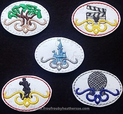 Clippie Theme Park Motifs FIVE Design SET Machine Embroidery In The Hoop Project 1.5, 2, 3, and 4 inch