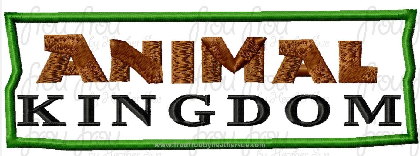 Animal Land Theme Park Sign,  Machine Applique Embroidery Design 4&quot;-16&quot;