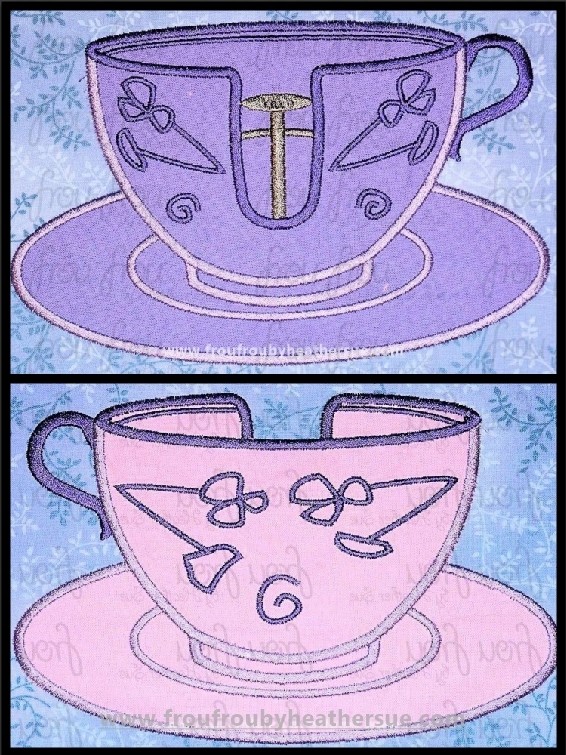 Mad Tea Cup Ride Purple Design Two design setMachine Applique  and filled Embroidery Designs, Multiple Sizes, including  2&quot;-16&quot;