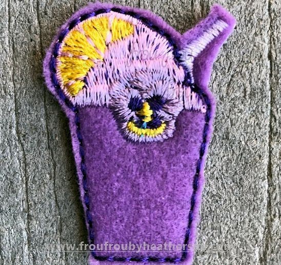 Clippie Violet Lemonade Frozen Drink In Cup Ecpot Machine Embroidery In The Hoop Project 1.5, 2, 3, and 4 inch