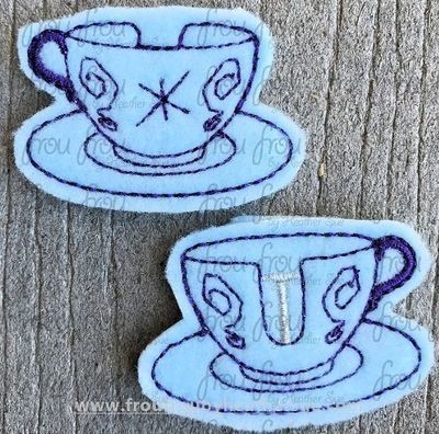 Clippie Mad Tea Cup Ride Mint TWO Design Set Machine Embroidery In The Hoop Project 1.5, 2 , 3, and 4 inch