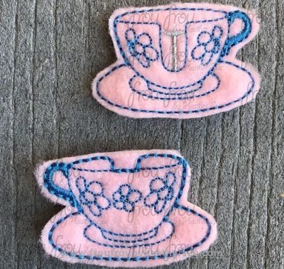 Clippie Mad Tea Cup Ride Peach TWO Design Set Machine Embroidery In The Hoop Project 1.5, 2 , 3, and 4 inch