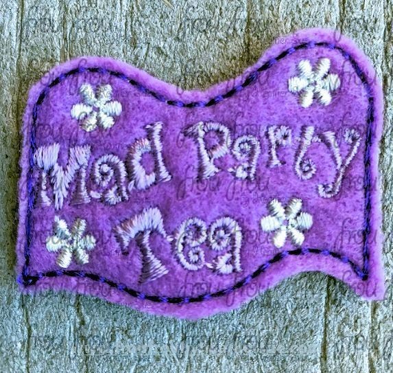 Clippie Mad Tea Cup Ride Sign Machine Embroidery In The Hoop Project 2 , 3, and 4 inch