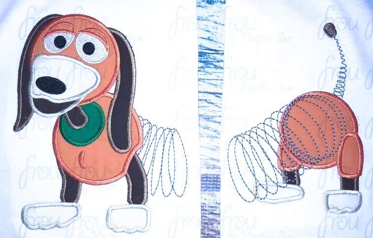 Slinking Dog THREE Pieces Front, Middle, and Back Toy Movie Machine Applique Embroidery Design, 4"-12"