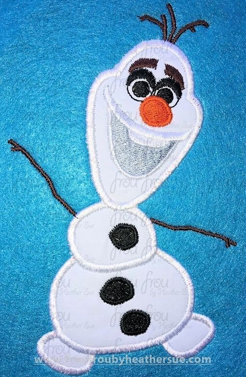 Oolaf Snowman Head On Freezing Machine Applique Embroidery Design 4"-16"