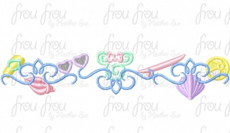 Beach Miss Mouse Motif Machine Embroidery Design, Multiple sizes including 2"-16"