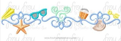 Beach Mister Mouse Motif Machine Embroidery Design, Multiple sizes including 2