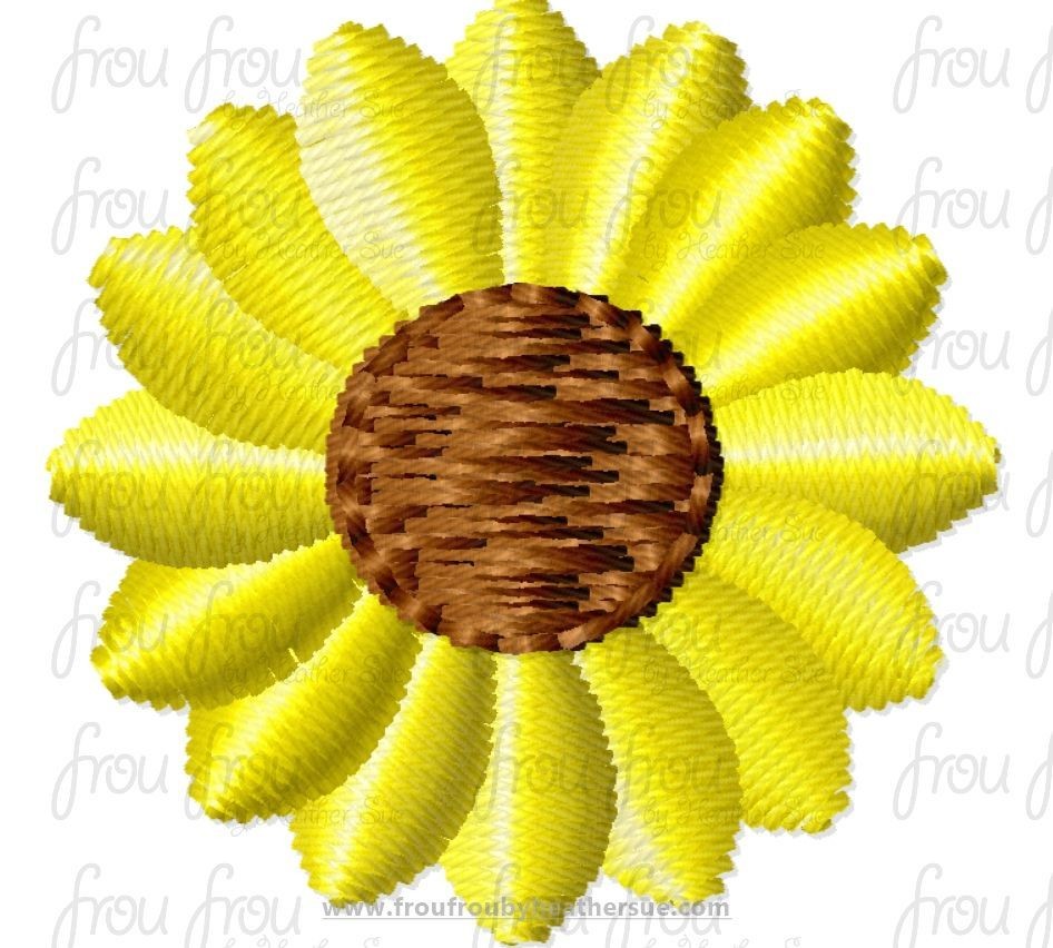Sunflower Tiny Machine Embroidery Design Multiple Sizes 1/2&quot;-2&quot;