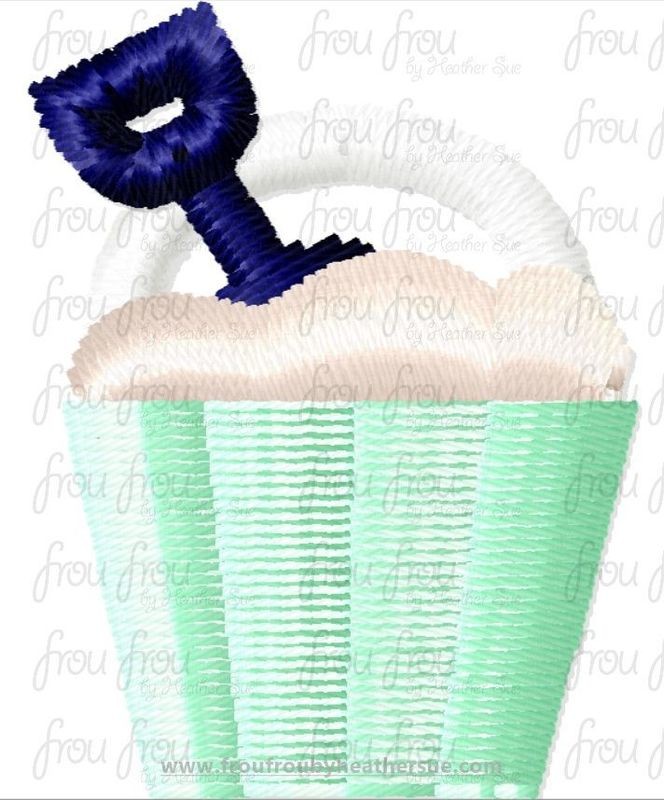 Beach Bucket Tiny Machine Embroidery Design Multiple Sizes 1/2"-2"