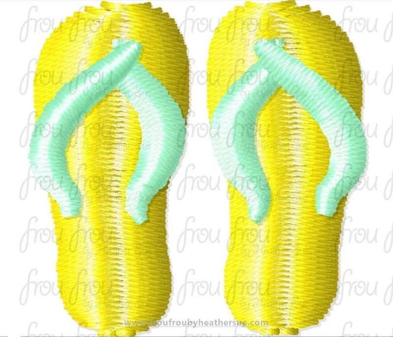 Flip Flops TWO versions, single and pair,  tiny Machine Embroidery Design Multiple Sizes 1/2"-2"