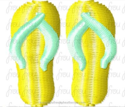 Flip Flops TWO versions, single and pair, tiny Machine Embroidery Design Multiple Sizes 1/2