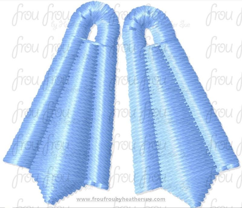 Flippers TWO versions, single and pair,  tiny Machine Embroidery Design Multiple Sizes 1/2"-2"