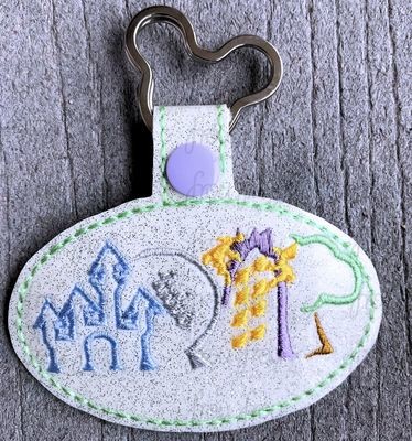 Four Parks One World with Hotel Key Fob, both short and long tab, velcro or snaps, THREE SIZES in the hoop Machine Applique Embroidery Design- 4