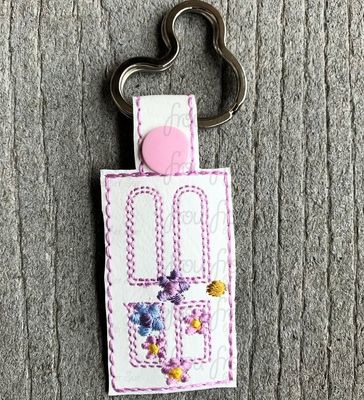 Boo Girl's Door Monster Key Fob, both short and long tab, velcro or snaps, THREE SIZES in the hoop Machine Applique Embroidery Design- 4