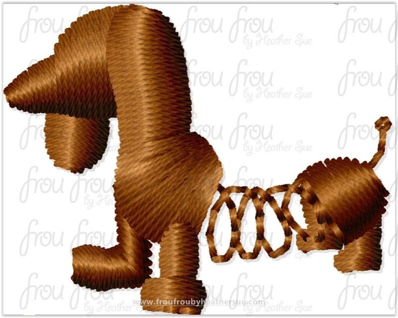 Slink Dog Toy Movie Tiny Machine Embroidery Design Multiple Sizes 1/2-2"