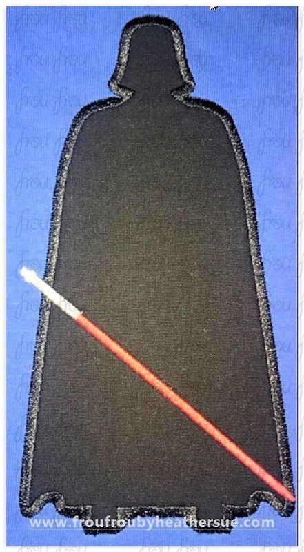 Dark Fader Silhouette with Saber Space Wars Machine Applique Embroidery Design Multiple Sizes, including 1&quot;-16&quot;