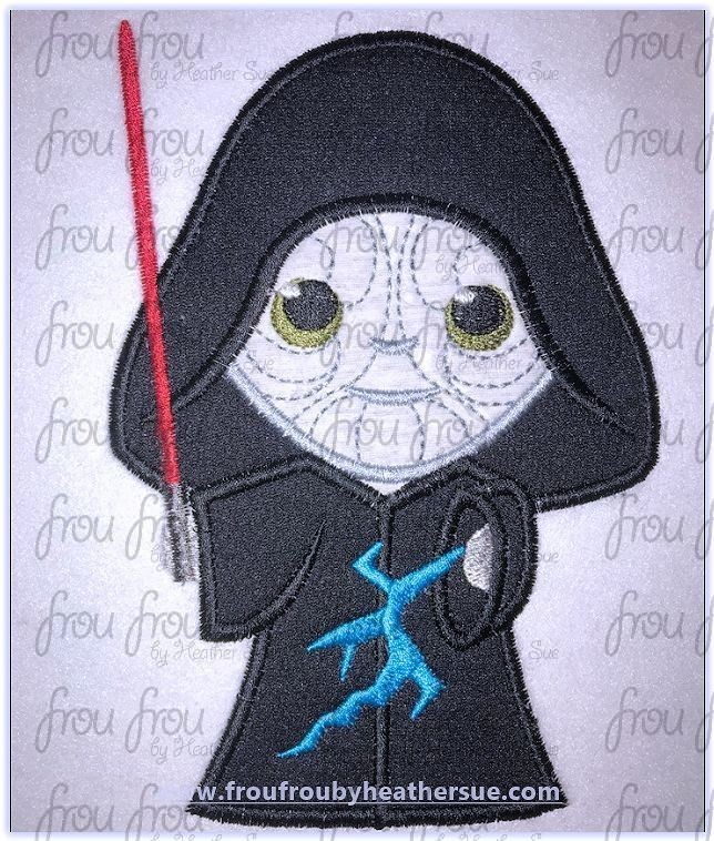 Dark Sillious Emperor Little Space Wars Cutie Machine Applique Embroidery Design, multiple sizes, including 4 inch