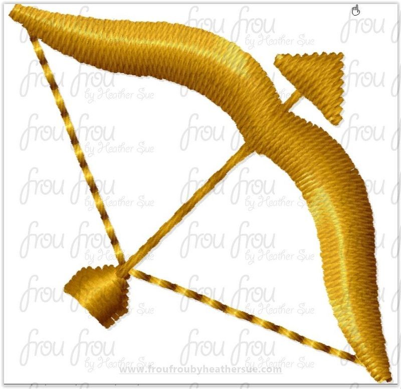 Bow and Arrow Tiny Machine Embroidery Design Multiple Sizes 1/2&quot;-2&quot;