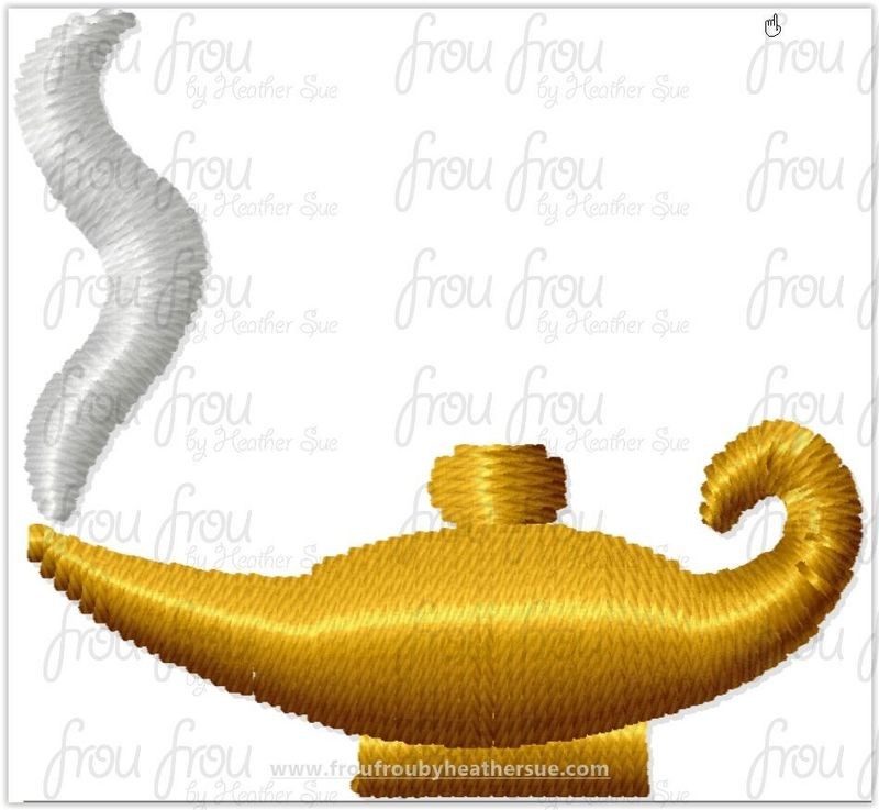 Genie Magic Lamp Tiny Machine Embroidery Design Multiple Sizes 1/2&quot;-2&quot;