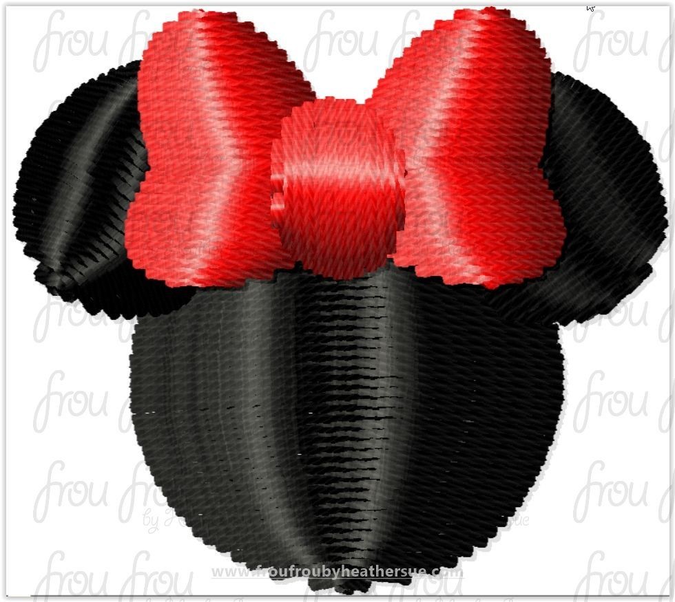 Miss Mouse Head Tiny Machine Embroidery Design Multiple Sizes 1/2&quot;-1.5&quot;