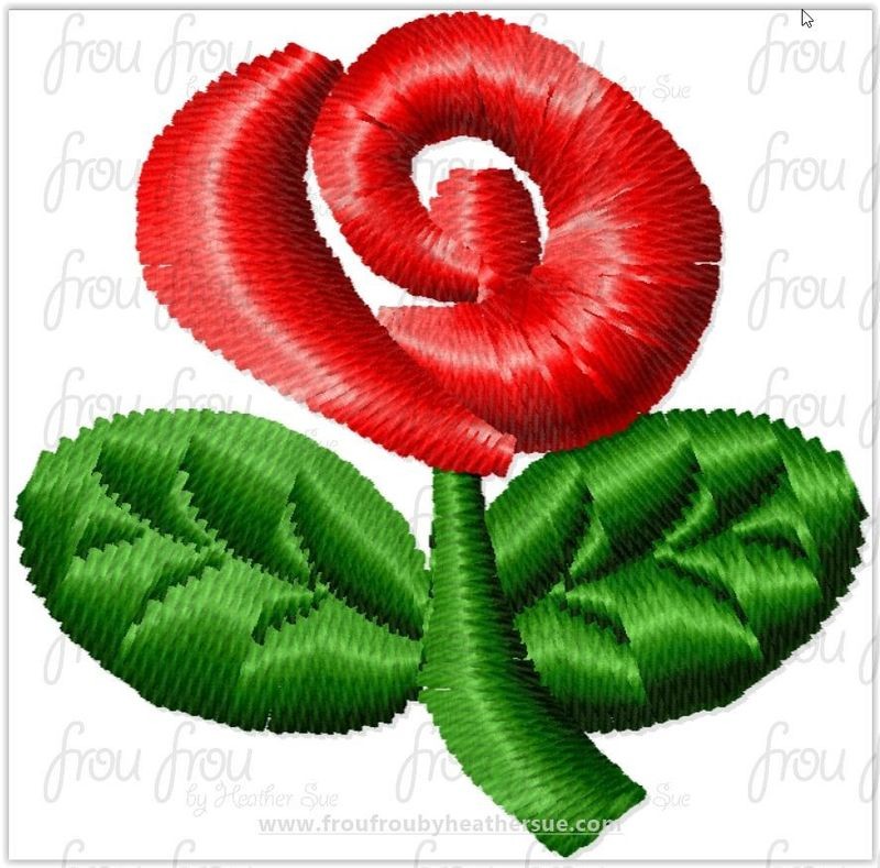 Rose Tiny Machine Embroidery Design Multiple Sizes 1/2"-1.5"