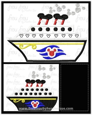Dis Cruise Ship Mister Mouse Machine Applique and Filled Embroidery Design 3