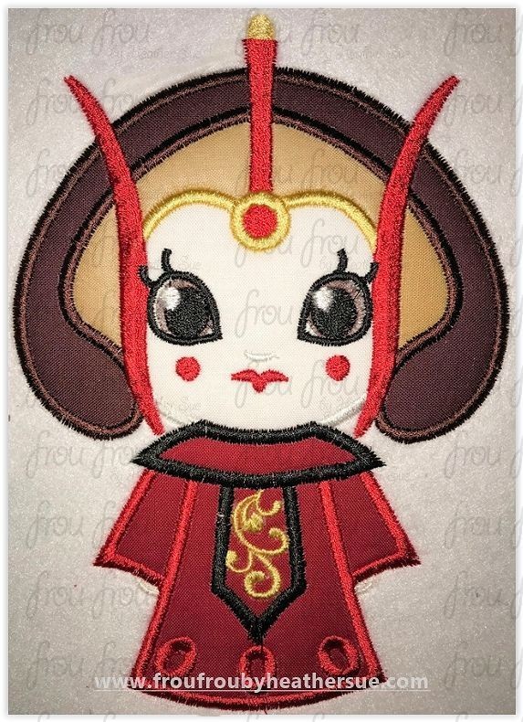 Queen Pammy Arminda Little Space Wars Cutie Machine Applique Embroidery Design, multiple sizes, including 4 inch
