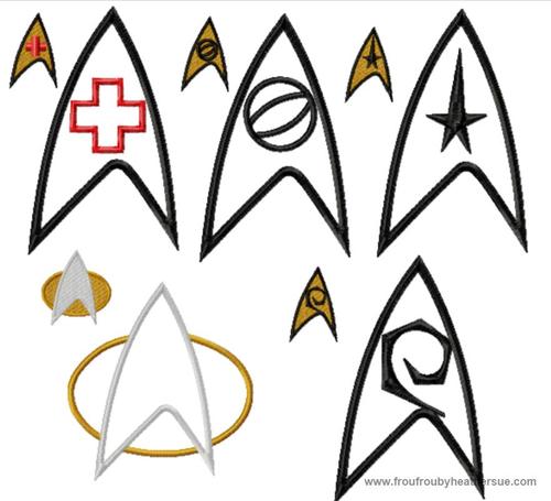 Star Track Symbols FIVE Design SET Machine Applique Embroidery Design Multiple Sizes, including 1, 2, 3, 4, 5x7, and 6x10 inch