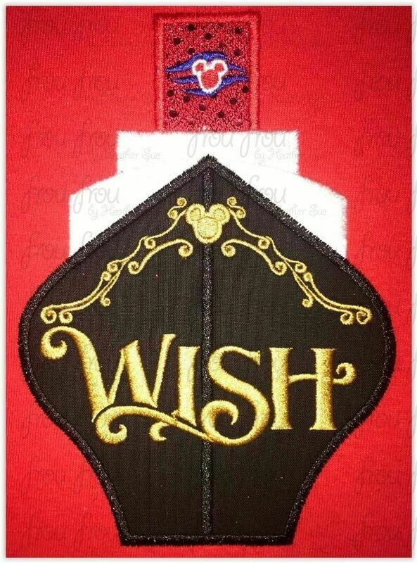 Wish Dis Cruise Ship Front Machine Applique Design, Multiple Sizes, 4x4-6x10